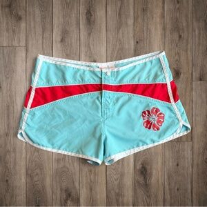 Victoria's Secret Aqua and Red Vintage 2003 Board Shorts